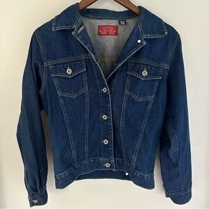 Vintage At Last Blues Classic Dark Blue Denim Jean Jacket Women’s Sm Cotton ‘90s